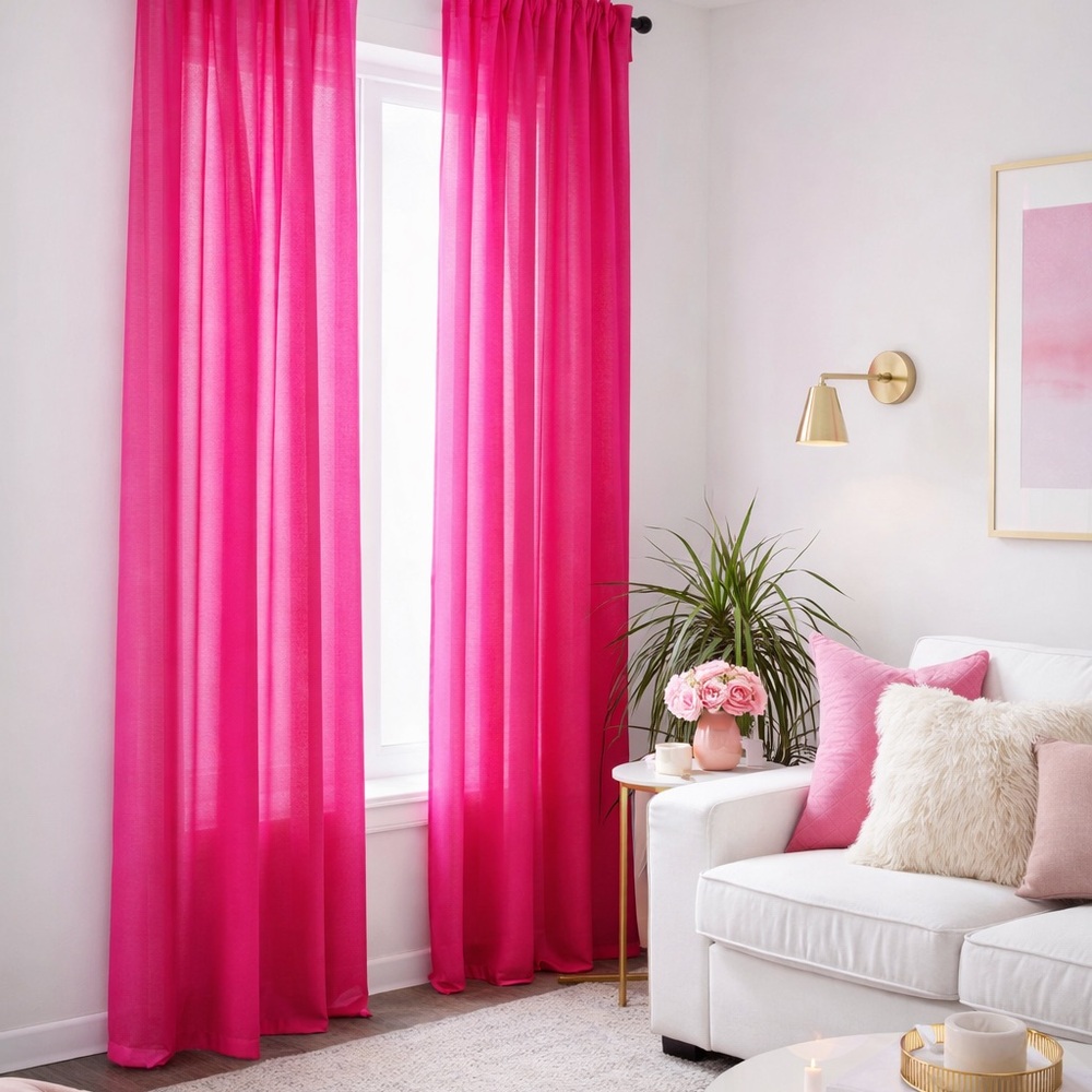 Curtains - IKEA VIVAN Hot Pink Curtain Panels (set)
